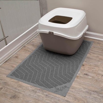 Premium PVC Cat Litter Box Mat, Durable Urine-Resistant Trapping Rug, Phthalate-Free, Scatter Control, 35" x 23", Grey