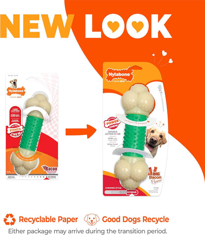 Double Action Bacon Flavor Power Chew Toy for Aggressive Chewers - X-Large (50+ lbs)
