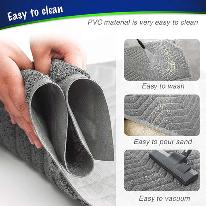Premium PVC Cat Litter Box Mat, Durable Urine-Resistant Trapping Rug, Phthalate-Free, Scatter Control, 35" x 23", Grey