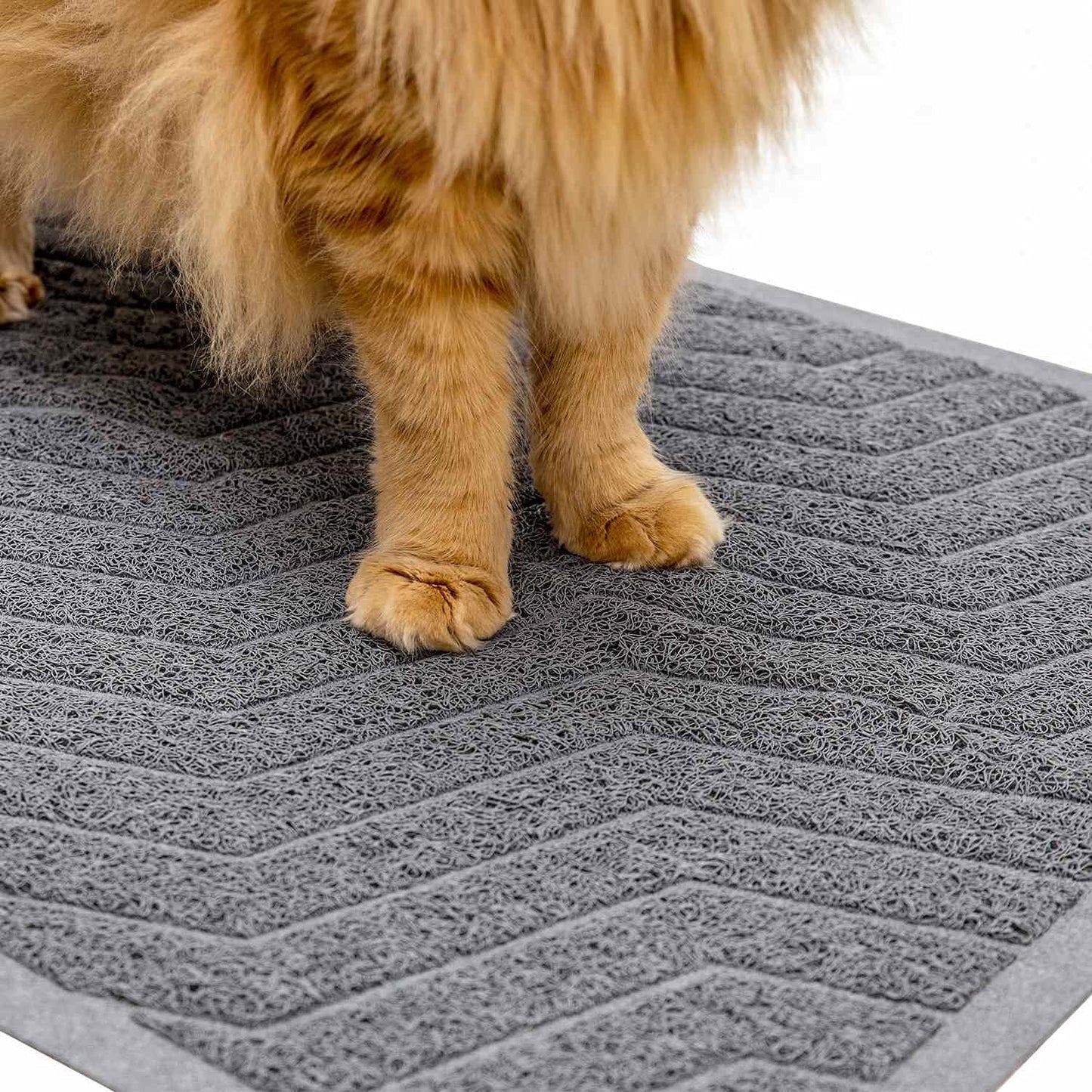 Premium PVC Cat Litter Box Mat, Durable Urine-Resistant Trapping Rug, Phthalate-Free, Scatter Control, 35" x 23", Grey