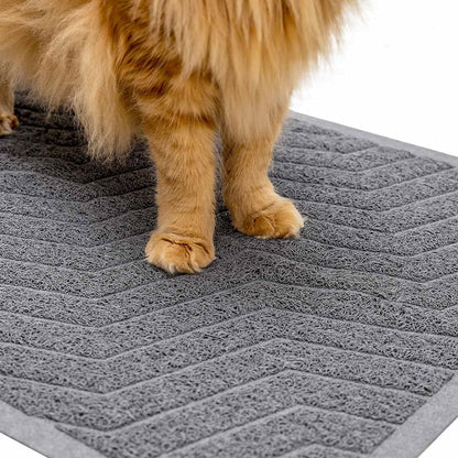 Premium PVC Cat Litter Box Mat, Durable Urine-Resistant Trapping Rug, Phthalate-Free, Scatter Control, 35" x 23", Grey