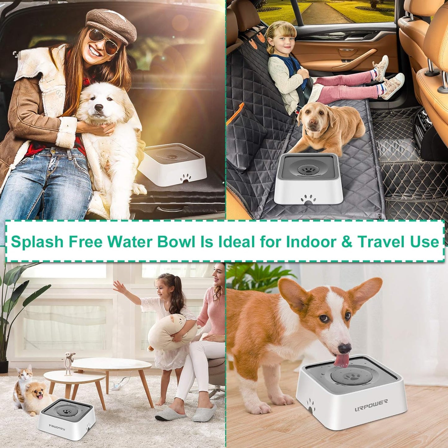 2.5L Dog Water Bowl 85Oz Large Capacity Dog Bowls No Spill Pet Water Dispenser for Messy Drinkers Splash Proof Slow Feeder Vehicle Carried Travel Bowl for Dogs, Cats &Pets