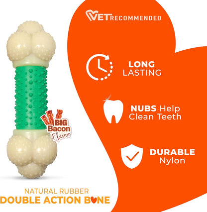 Double Action Bacon Flavor Power Chew Toy for Aggressive Chewers - X-Large (50+ lbs)